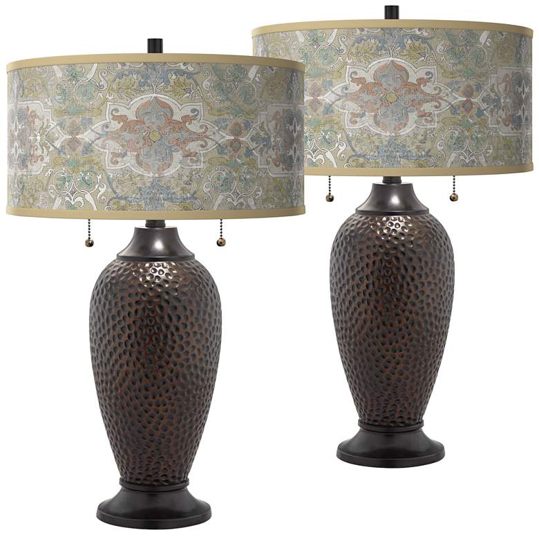 Image 1 Lucrezia Zoey Hammered Oil-Rubbed Bronze Table Lamps Set of 2