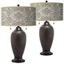 Lucrezia Zoey Hammered Oil-Rubbed Bronze Table Lamps Set of 2