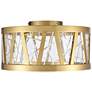 Lucus LED 3CCT 15" Thick Engraved Crystals Aged Brass Semi Flush