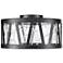 Lucus LED 3CCT 15" Thick Engraved Crystals Satin Brushed Black Semi Fl