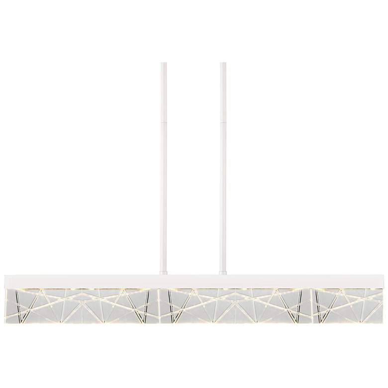 Image 1 Lucus LED 3CCT 43" Thick Engraved Crystals Matte White Linear Pendant