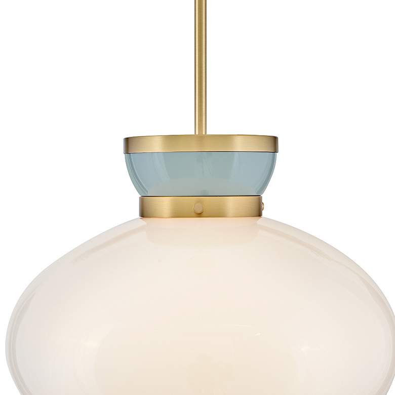 Image 3 Lucy 15"W Lacquered Brass Pendant Light w/ Case Opal Glass more views