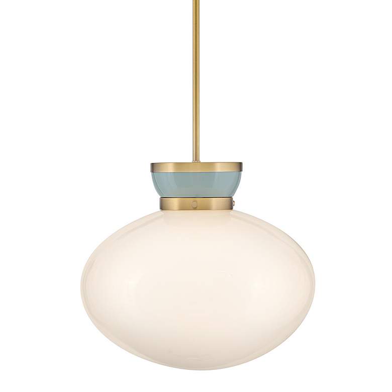 Image 5 Lucy 15"W Lacquered Brass Pendant Light w/ Case Opal Glass more views