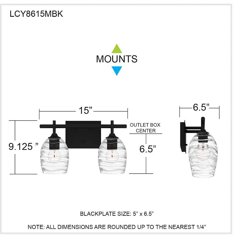 Image 7 Lucy 2-Light Matte Black Vanity Light more views