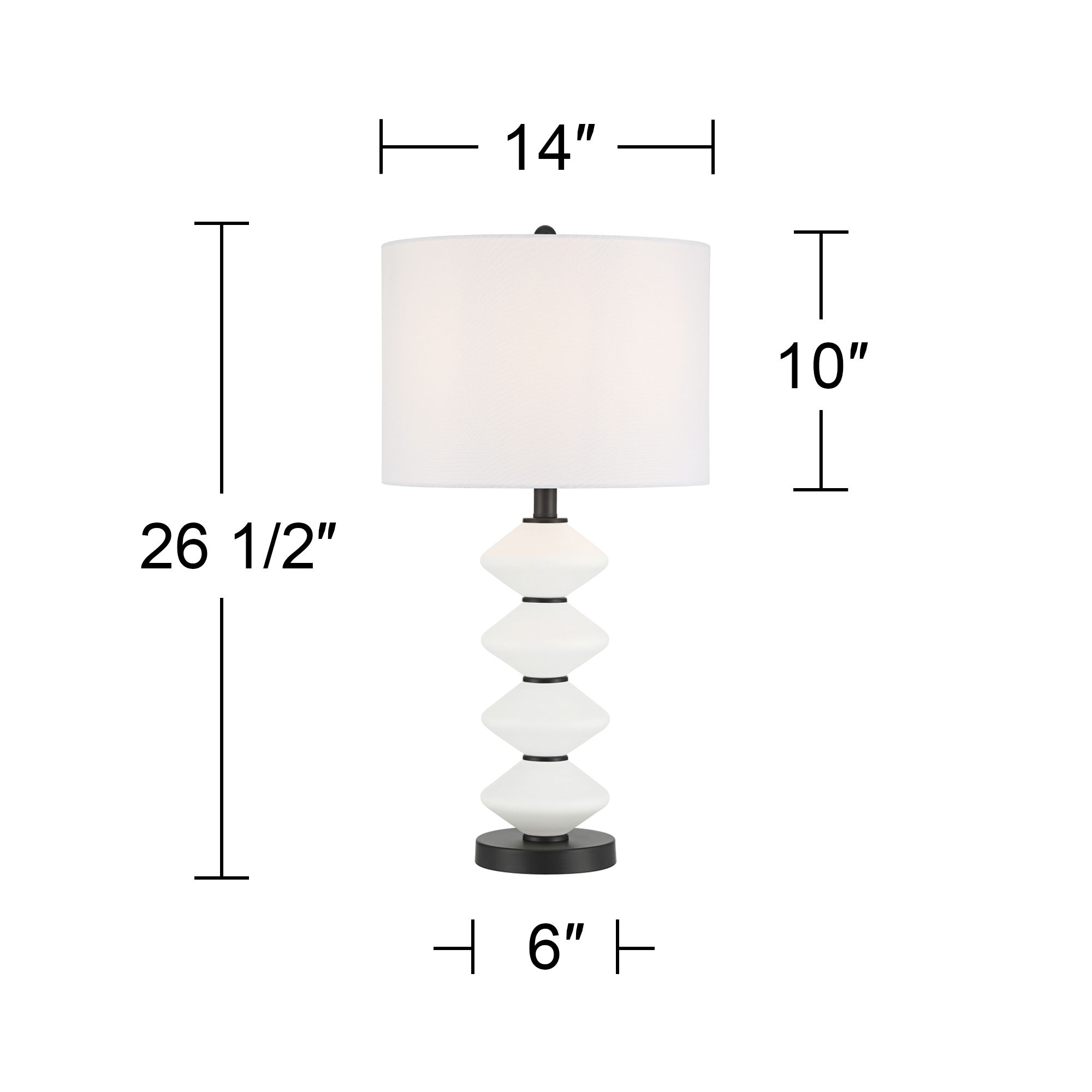Lucy 26 1/2" High Black and White Glass Table Lamp Set of 2