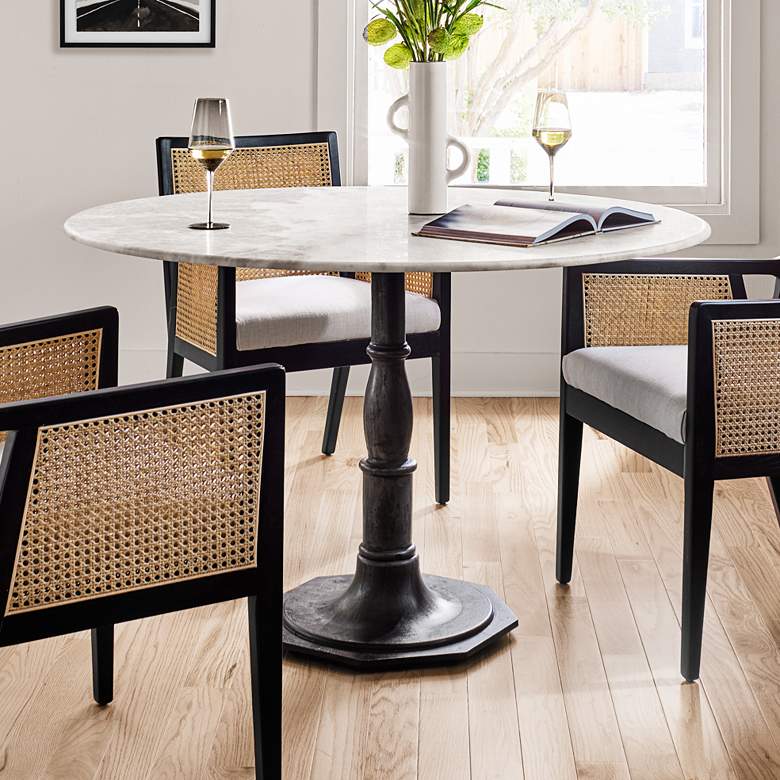 Image 1 Lucy 48" Wide Iron and Marble Round Dining Table