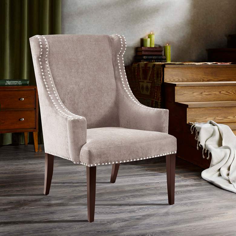 Image 1 Lucy Mushroom Wingback Curved Arms Accent Chair