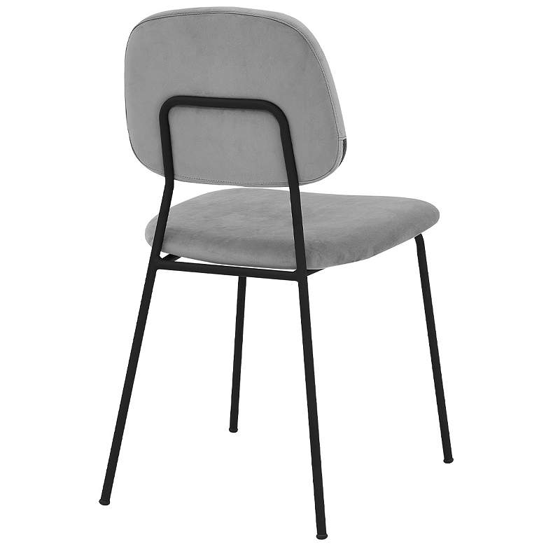 Image 2 Lucy Set of 2 Dining Chairs in Gray Velvet, and Black Matte Powder Coated more views