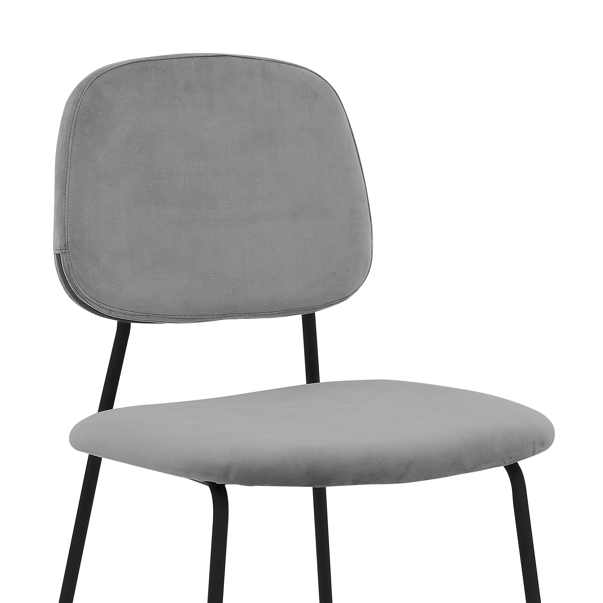 Image 6 Lucy Set of 2 Dining Chairs in Gray Velvet, and Black Matte Powder Coated more views