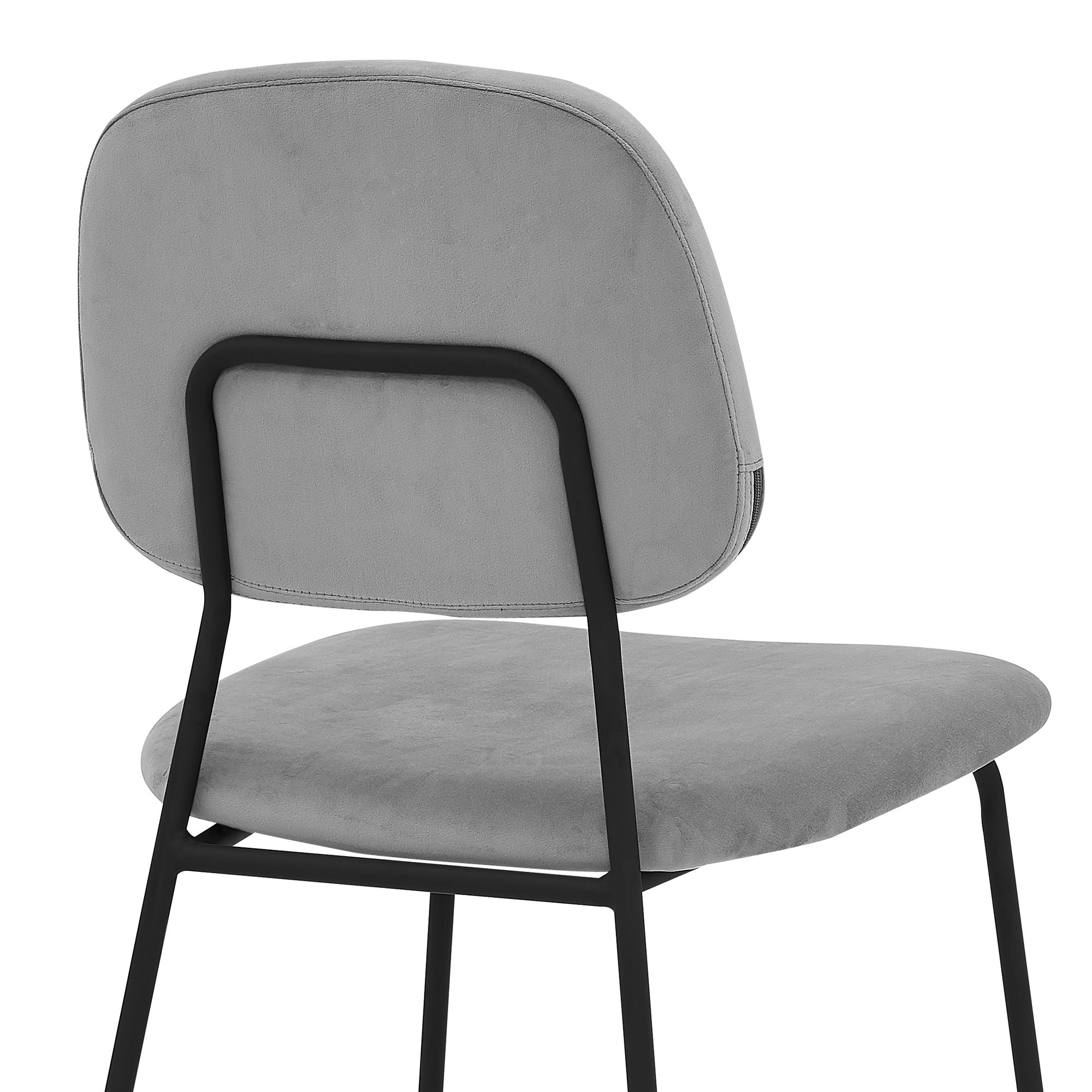 Image 7 Lucy Set of 2 Dining Chairs in Gray Velvet, and Black Matte Powder Coated more views