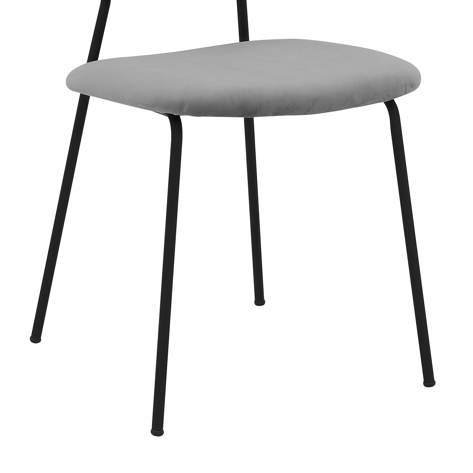 Lucy Set of 2 Dining Chairs in Gray Velvet, and Black Matte Powder Coated