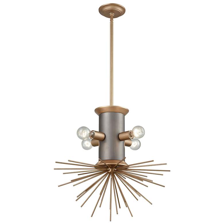 Image 1 Lucy Spike 21" Wide 4-Light Chandelier - Antique Gold