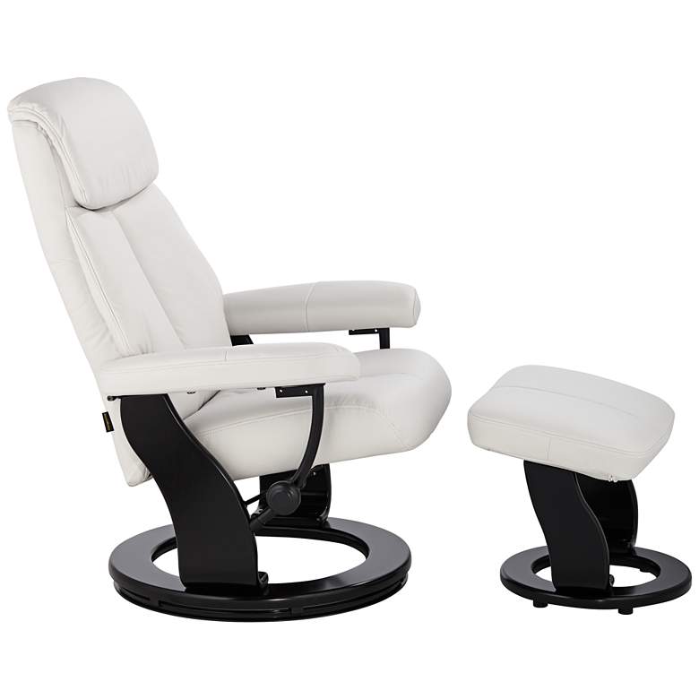Image 6 Lucy White Faux Leather Swivel Recliner and Ottoman more views