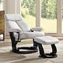 Lucy White Faux Leather Swivel Recliner and Ottoman