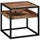 Ludgate Square End Table with Shelf in Acacia Wood and Black Metal