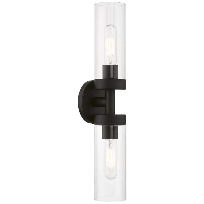 Image 2 Ludlow 19 1/4" High Black 2-Light Wall Sconce