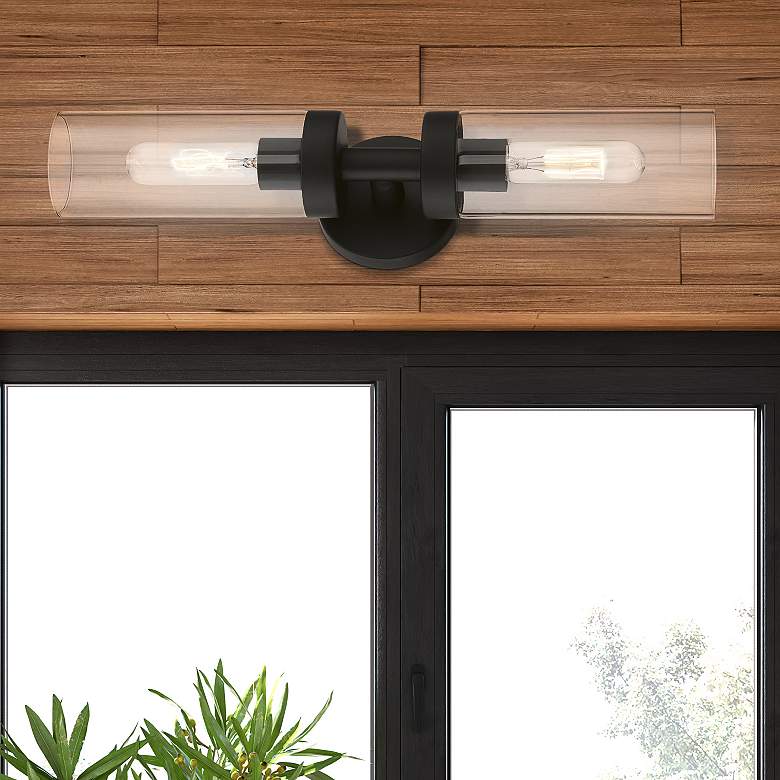 Image 1 Ludlow 19 1/4" High Black 2-Light Wall Sconce