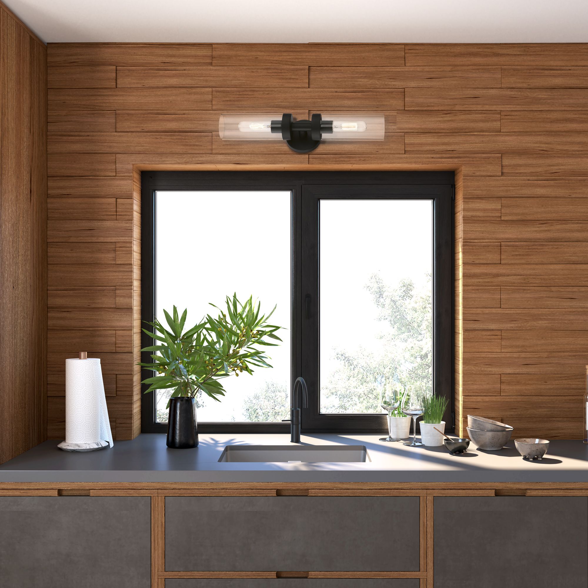 Ludlow 19 1/4" High Black 2-Light Wall Sconce