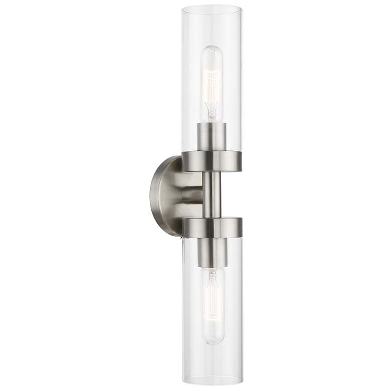 Image 1 Ludlow 19 1/4" High Brushed Nickel 2-Light Wall Sconce