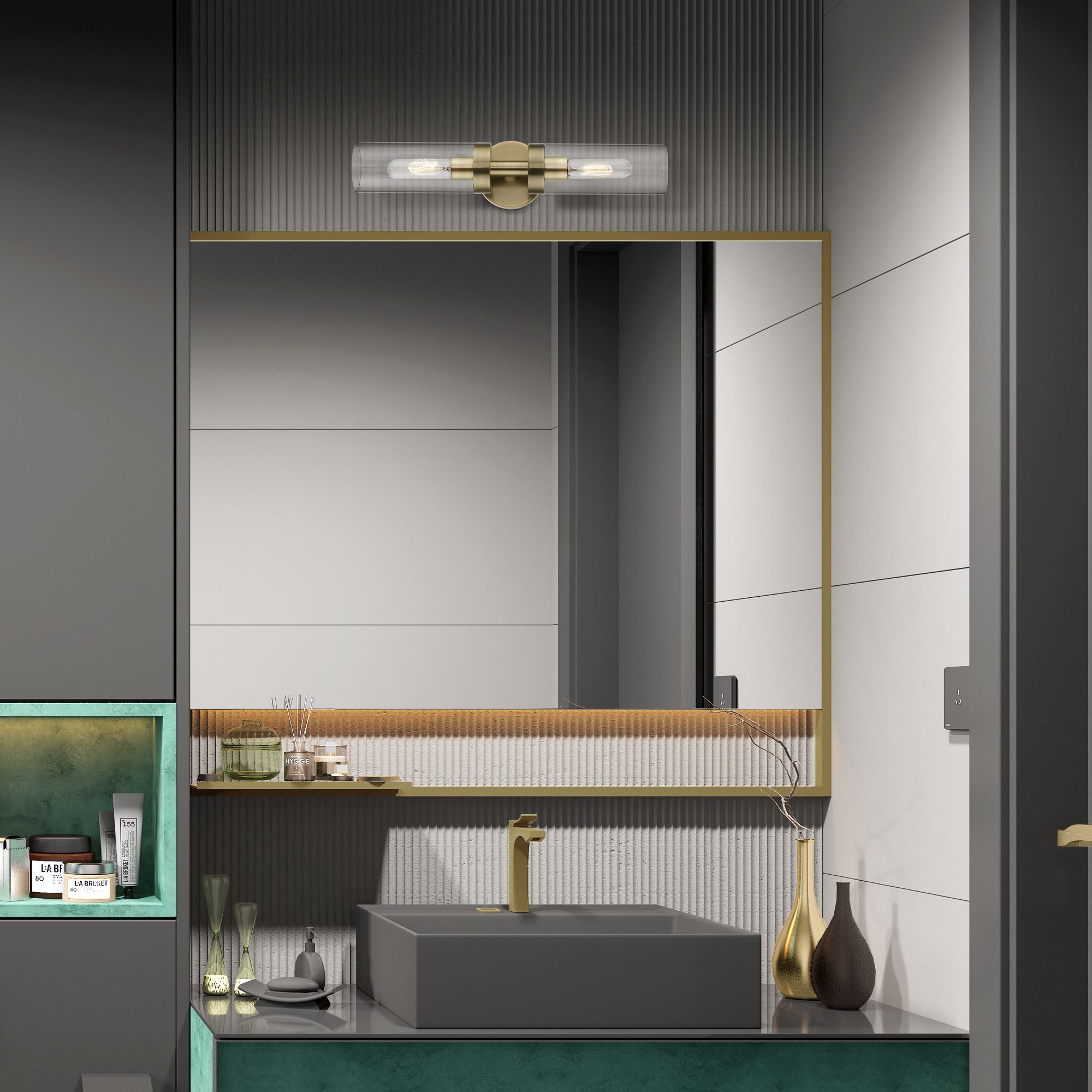 Ludlow 2 Light Antique Brass ADA Vanity Sconce