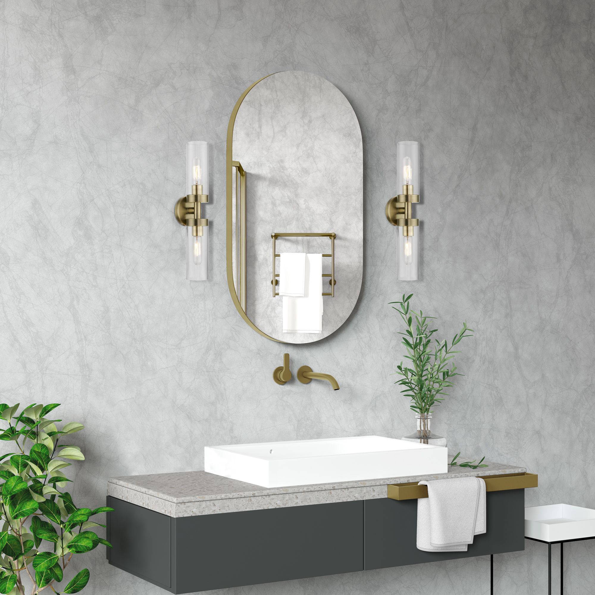 Ludlow 2 Light Antique Brass ADA Vanity Sconce