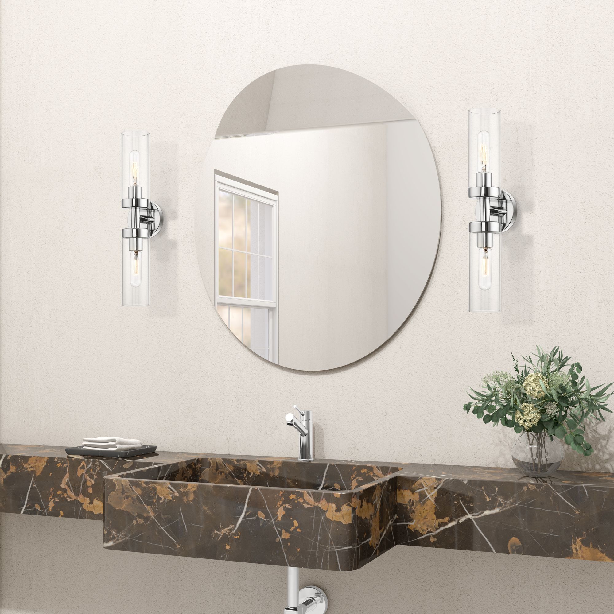 Ludlow 2 Light Polished Chrome ADA Vanity Sconce