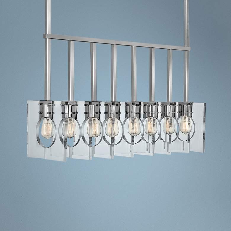 Image 1 Ludlow 37 1/4"W Polished Nickel Kitchen Island Light Pendant
