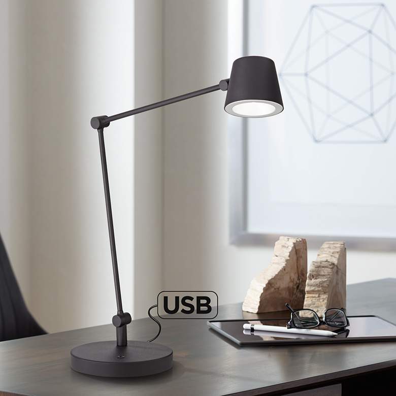 Image 1 Ludo Black Adjustable LED Desk Lamp with USB Port