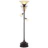 Ludo Bronze Crackle Tree Torchiere Floor Lamp with Black Riser