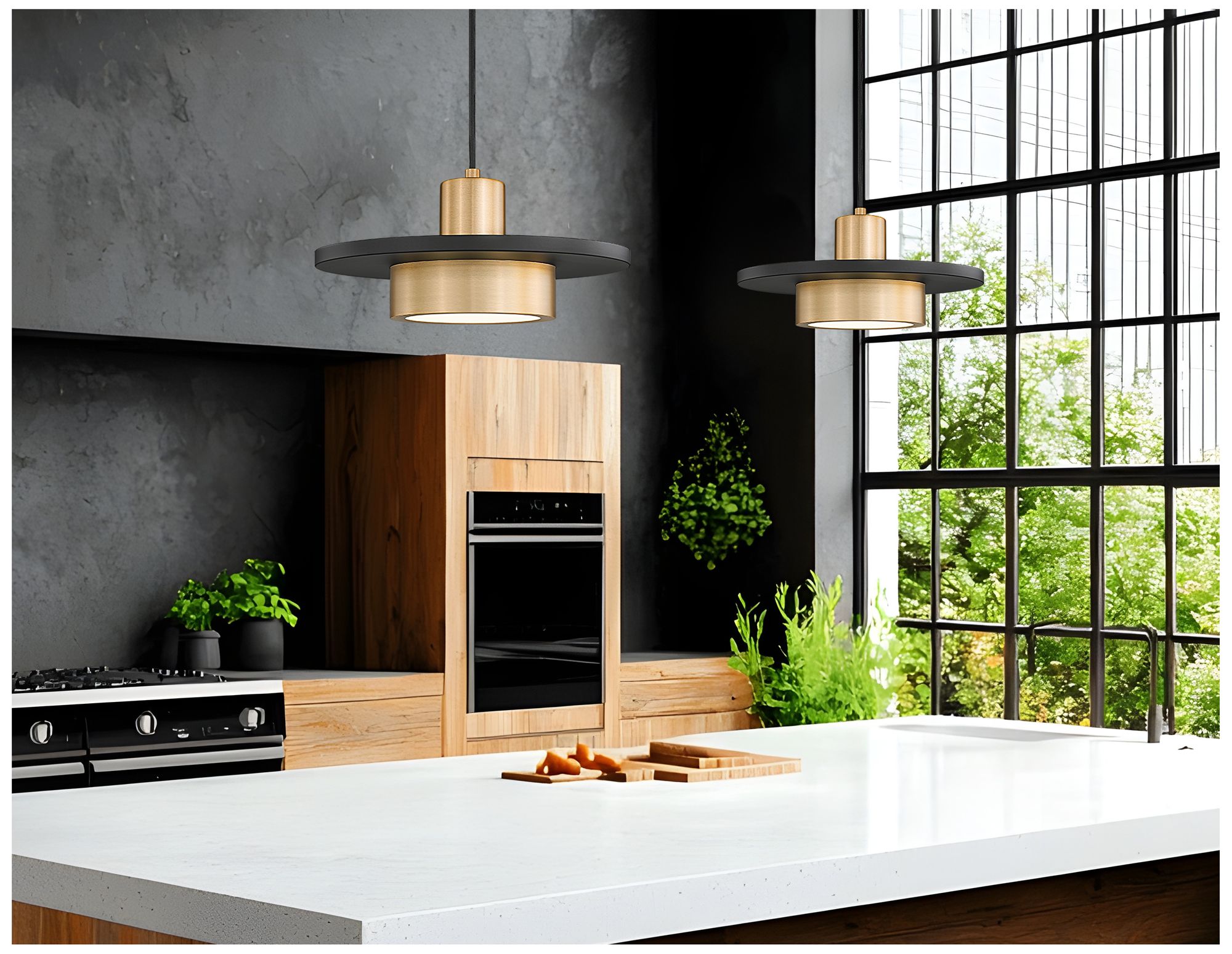 Image 2 Ludo by Z-Lite 12 inch Matte Black + Modern Gold 1 Light Pendant more views