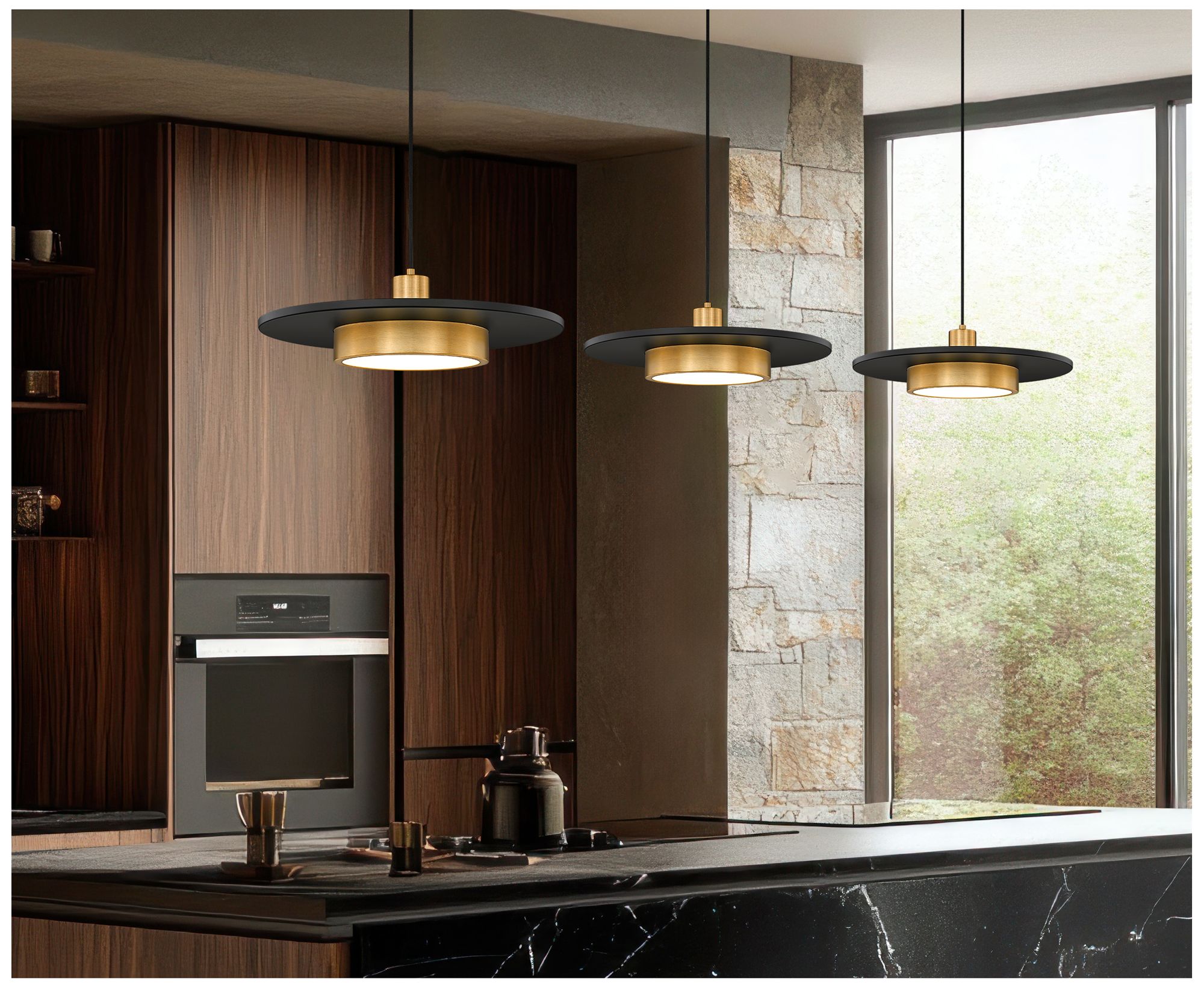Image 3 Ludo by Z-Lite 20 inch Matte Black + Modern Gold 1 Light Pendant more views