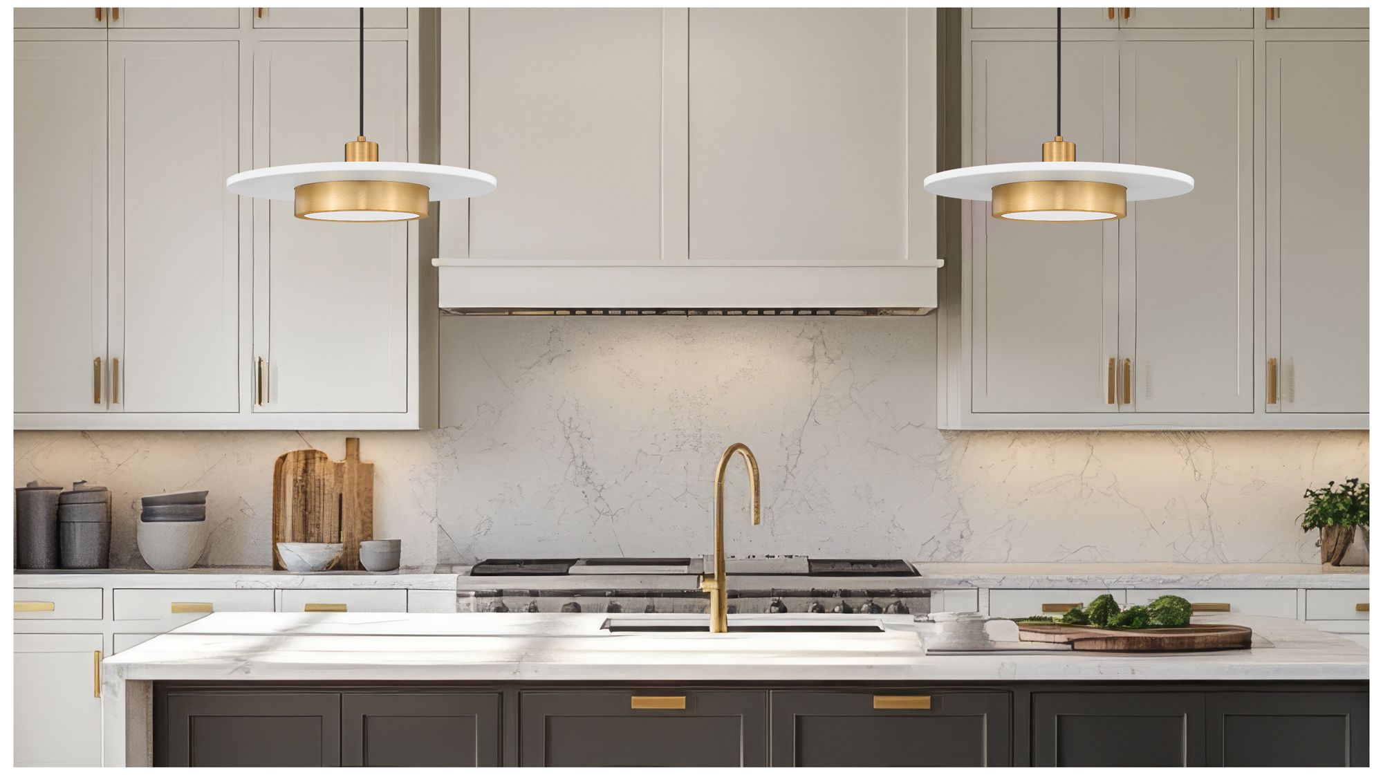 Image 3 Ludo by Z-Lite 20 inch Matte White + Modern Gold 1 Light Pendant more views