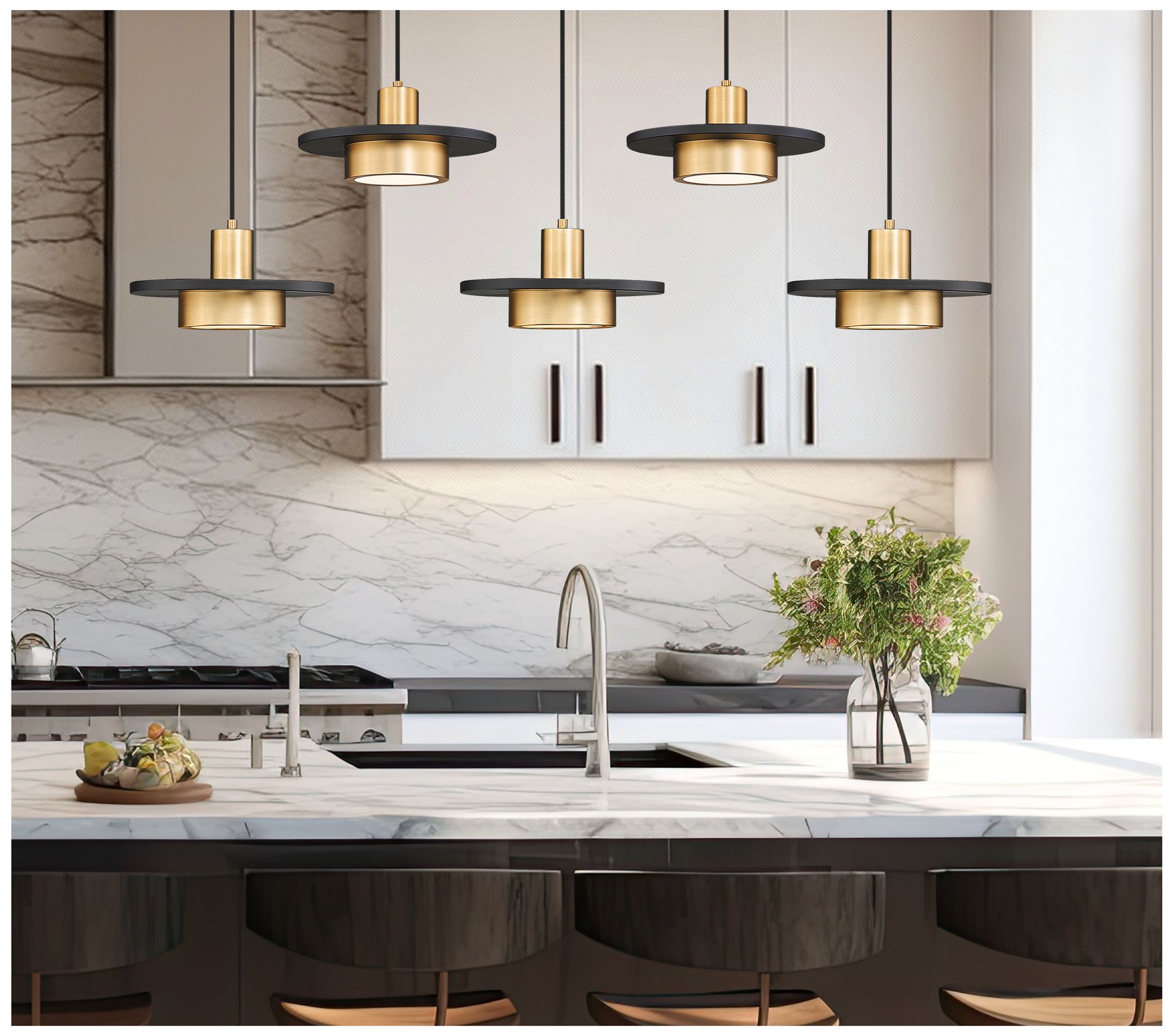 Image 3 Ludo by Z-Lite 51.5 inch Black + Gold 5 Light Linear Chandelier more views