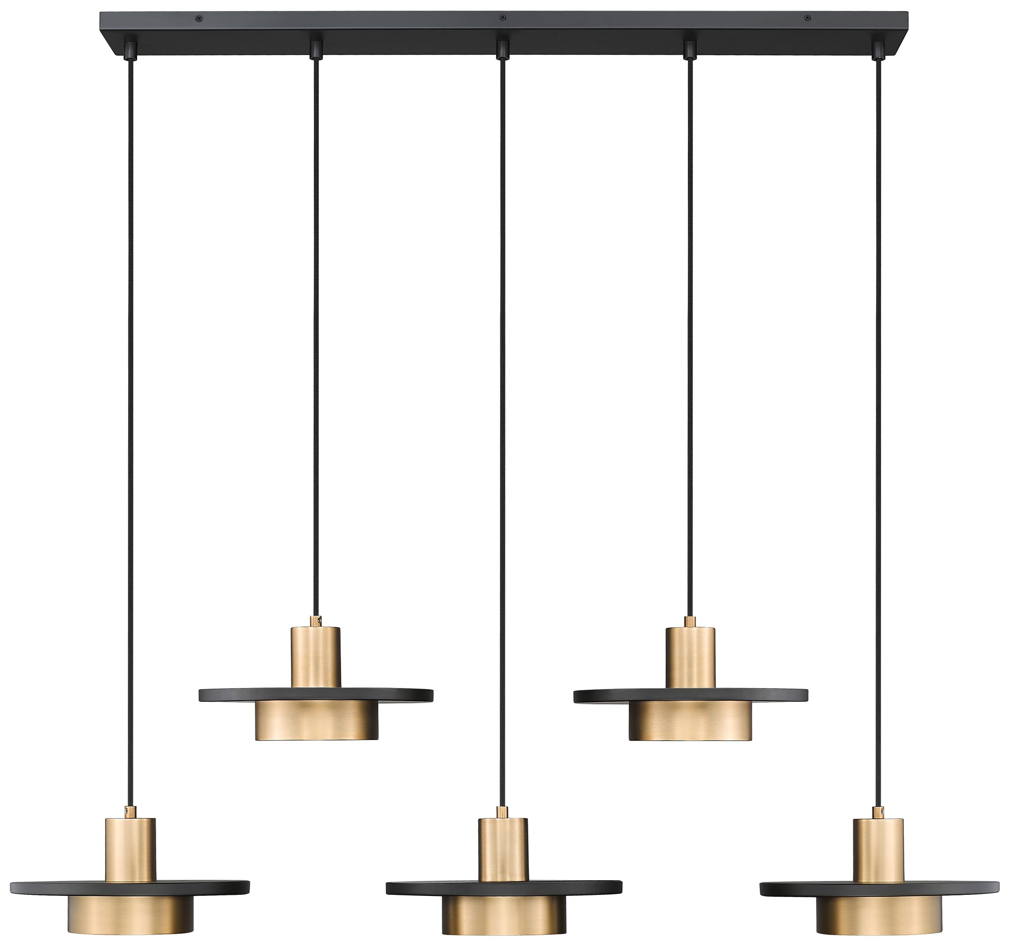 Image 4 Ludo by Z-Lite 51.5 inch Black + Gold 5 Light Linear Chandelier more views