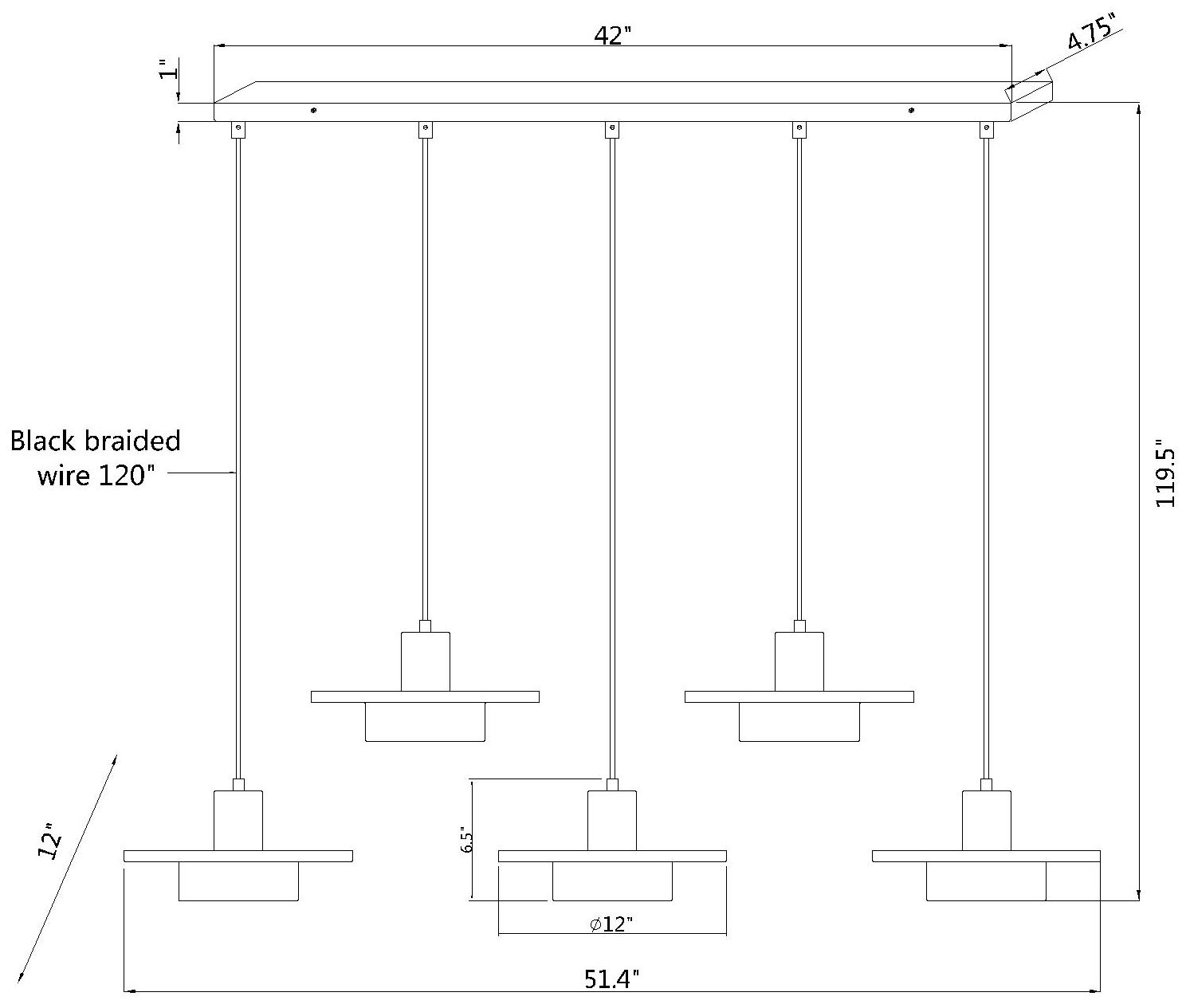 Ludo by Z-Lite 51.5 inch White + Gold 5 Light Linear Chandelier