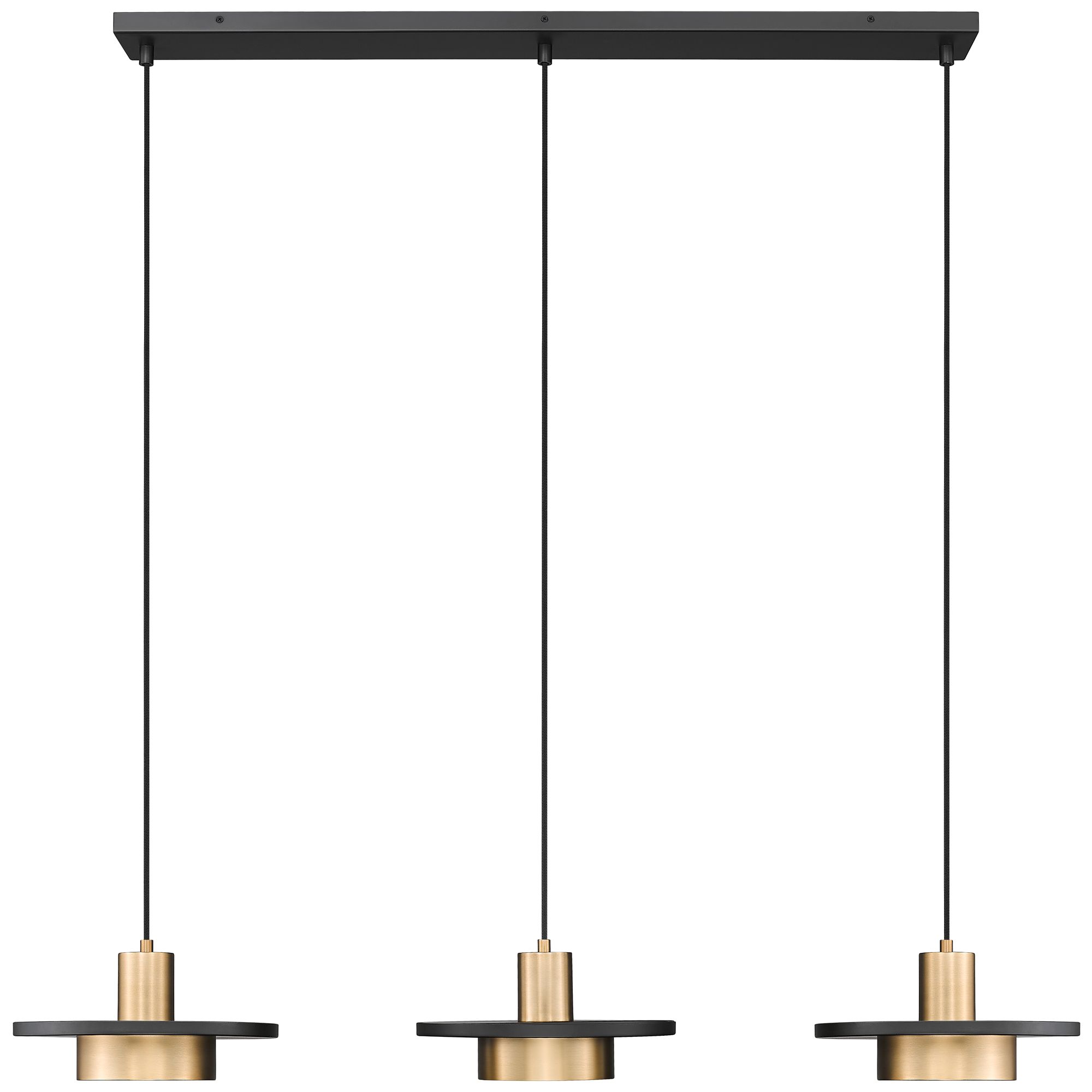 Image 4 Ludo by Z-Lite 52 inch Matte Black + Modern Gold 3 Light Linear Chandelier more views