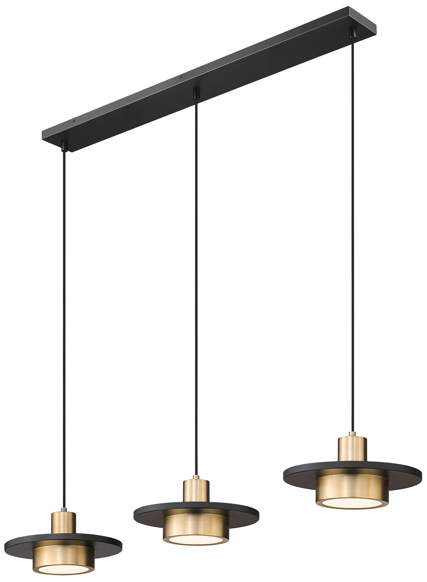 Image 5 Ludo by Z-Lite 52 inch Matte Black + Modern Gold 3 Light Linear Chandelier more views
