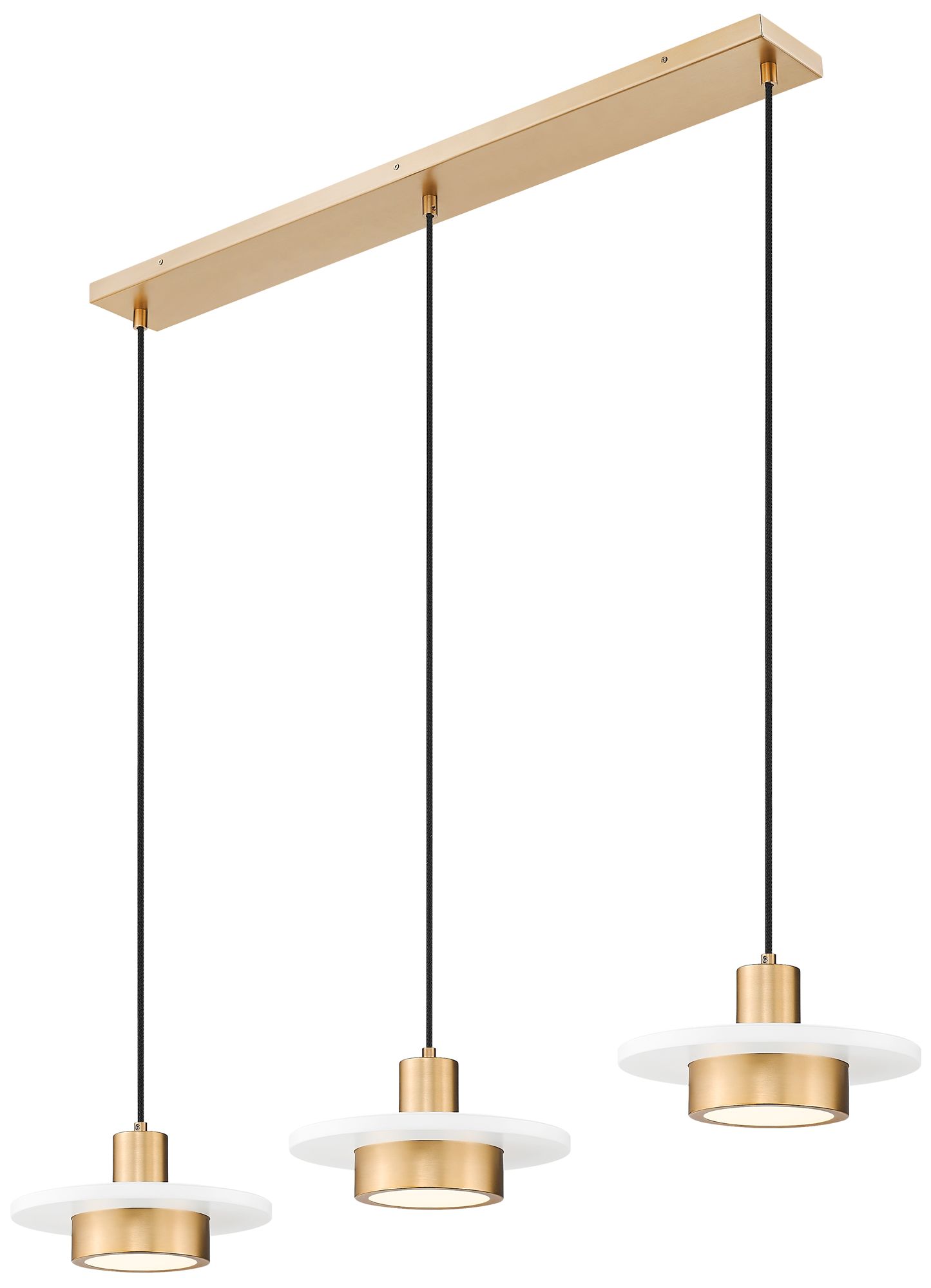 Image 5 Ludo by Z-Lite 52 inch Matte White + Modern Gold 3 Light Linear Chandelier more views