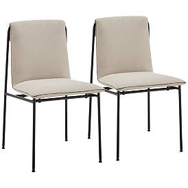 Image1 of Ludvig Tan Fabric Side Chairs Set of 2