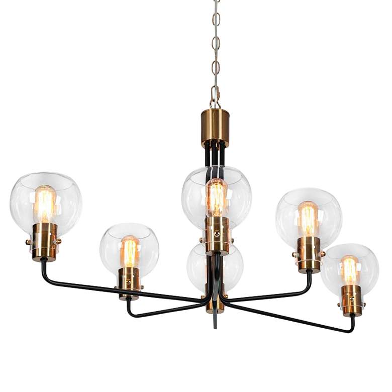 Image 1 Luffa 35"W Plating Brass And Matte Black 6-Light Chandelier