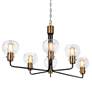 1_Luffa 35"W Plating Brass And Matte Black 6-Light Chandelier