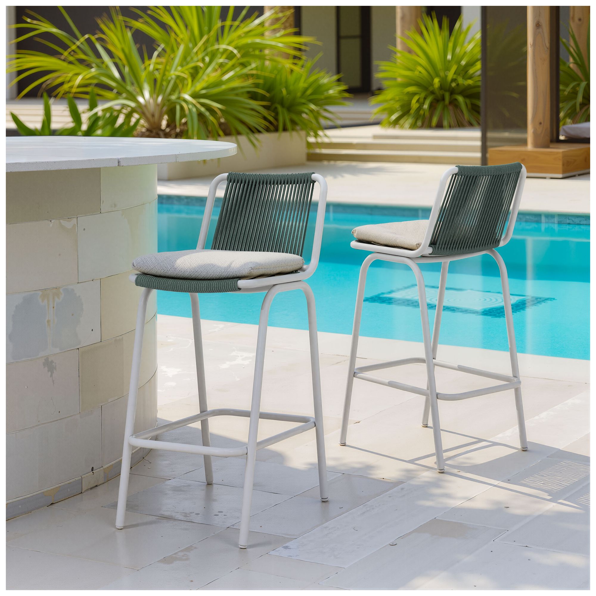 Luft Barstool White & Green Set of 2