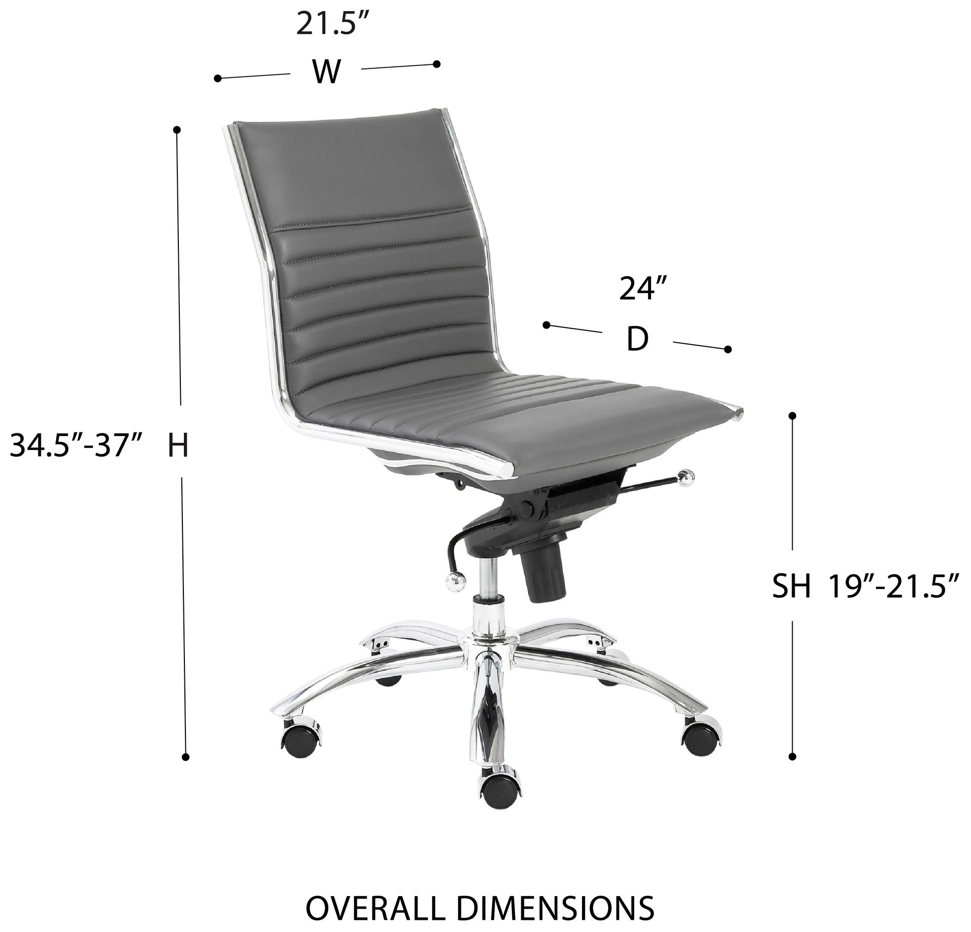 Lugano Low Back Armless Gray Office Chair