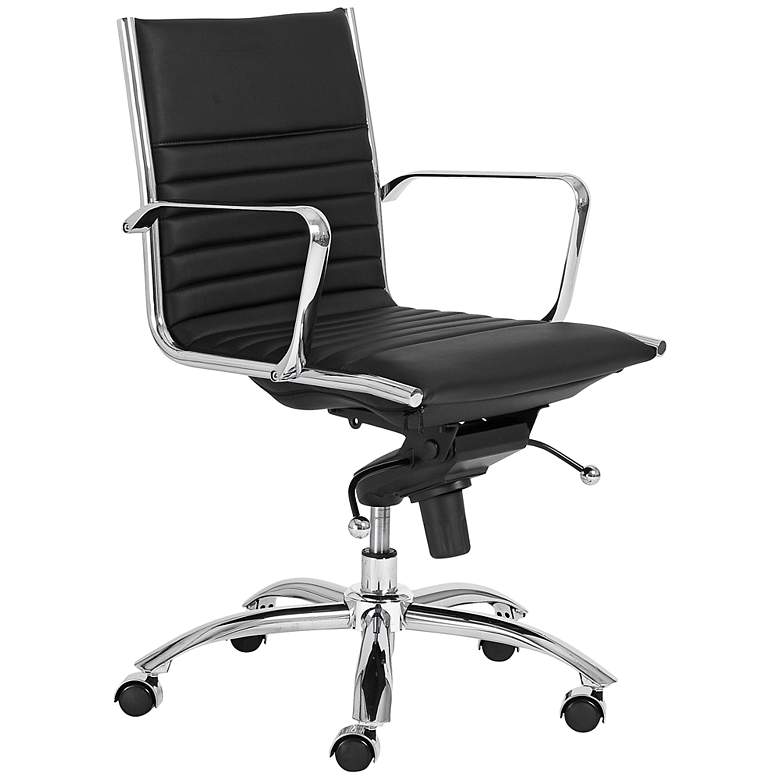 Image 1 Lugano Low-Back Chrome and Black Swivel Office Chair