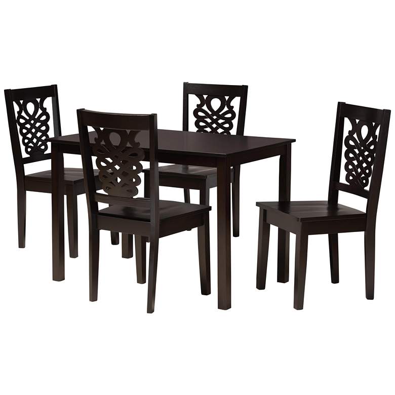 Luisa Dark Brown Wood 5-Piece Dining Table and Chair Set