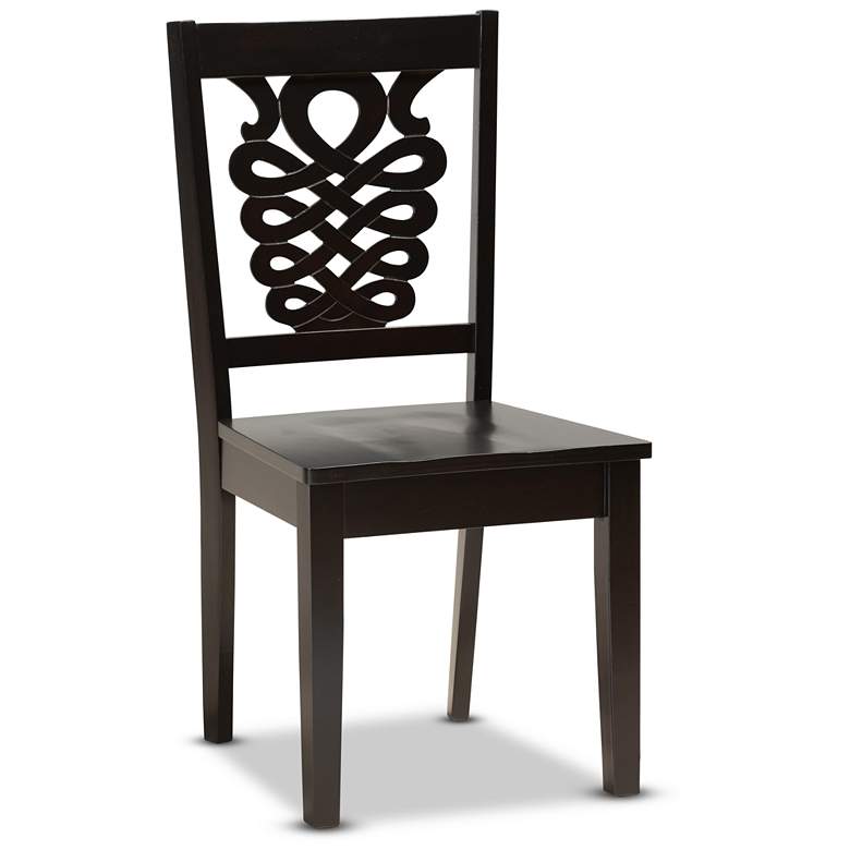 Image 2 Luisa Dark Brown Wood 5-Piece Dining Table and Chair Set more views