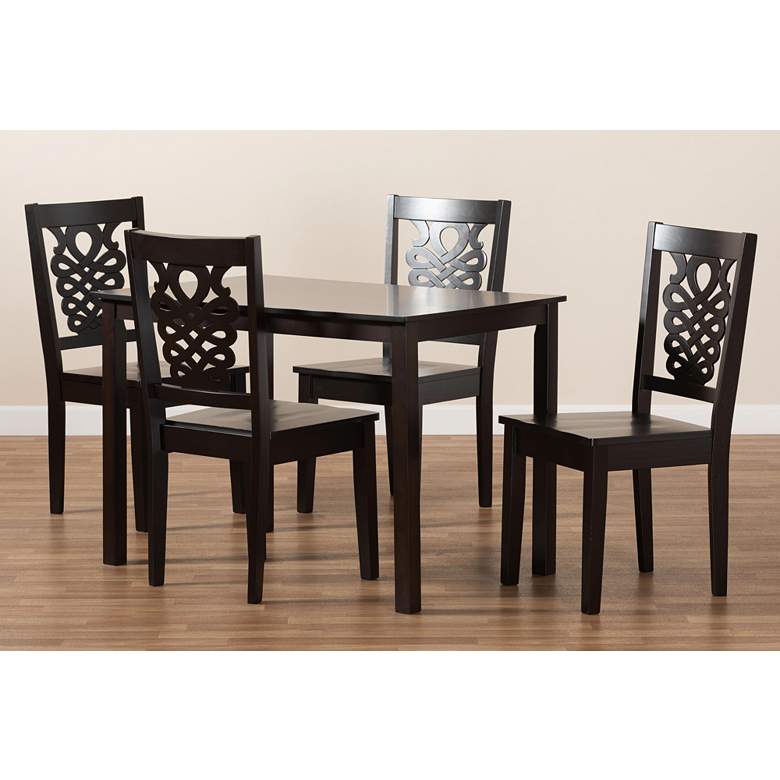 Image 7 Luisa Dark Brown Wood 5-Piece Dining Table and Chair Set more views