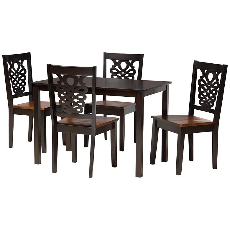 Image 1 Luisa Two-Tone Brown Wood 5-Piece Dining Table and Chair Set