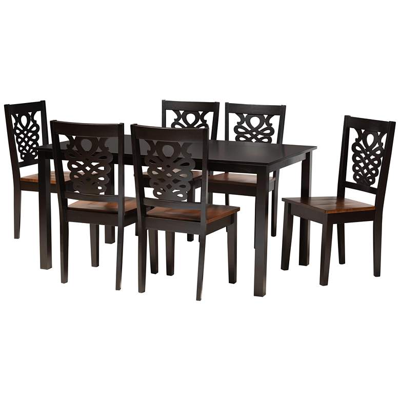 Image 1 Luisa Two-Tone Brown Wood 7-Piece Dining Table and Chair Set