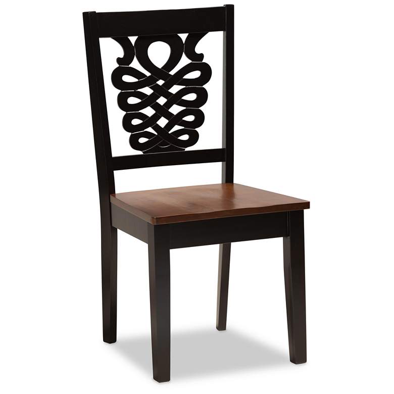 Image 2 Luisa Two-Tone Brown Wood 7-Piece Dining Table and Chair Set more views